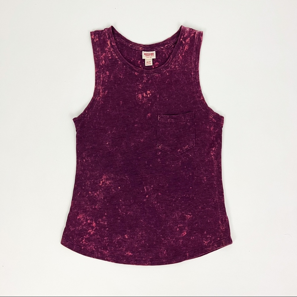 Acid Wash Muscle Tank Top in Burgundy | Size XS